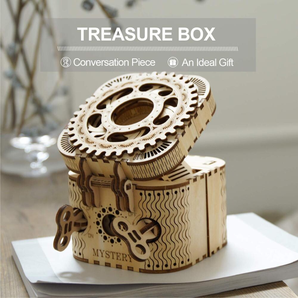 123Pcs Puzzle DIY 3D Wooden Treasure Box Robotime - 2