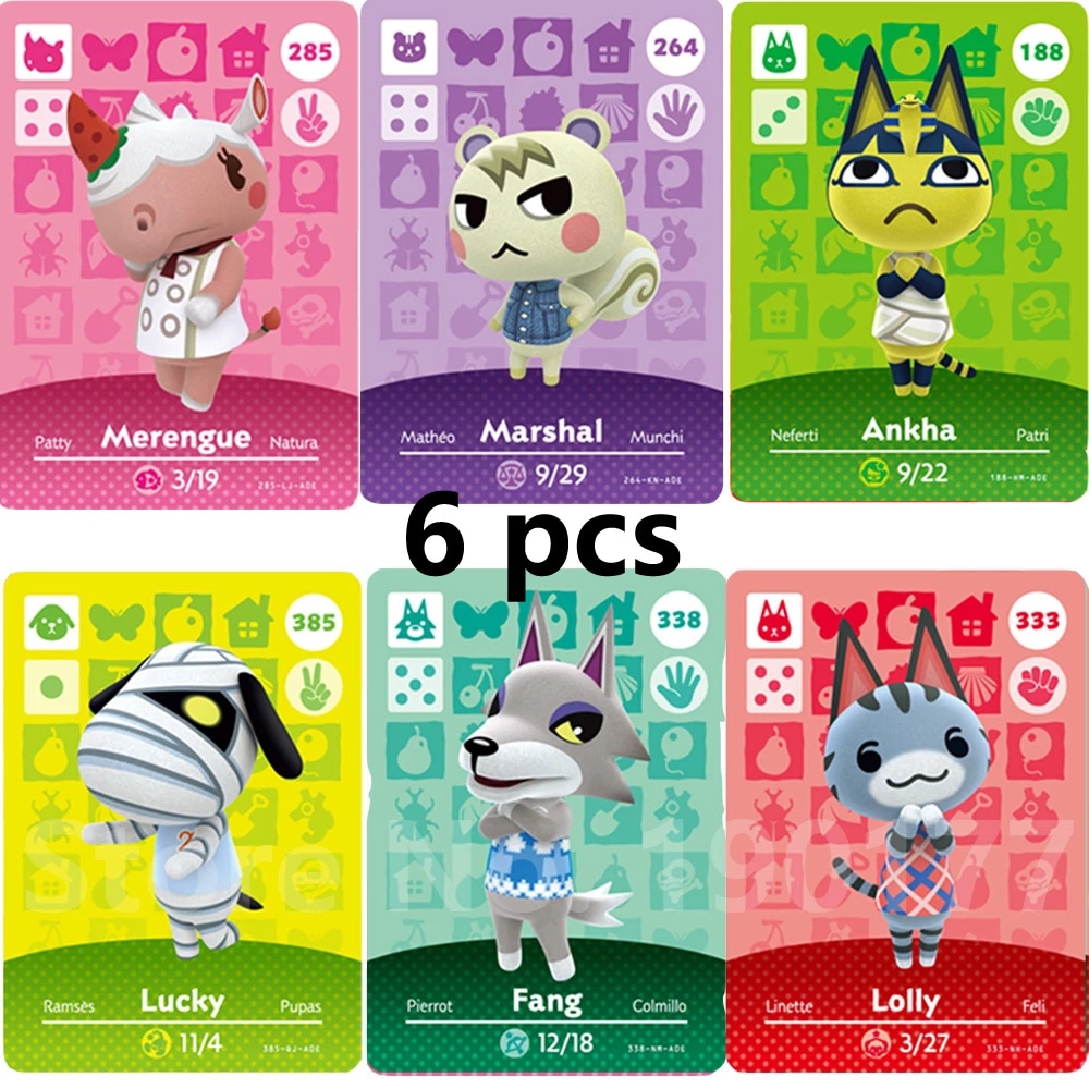 6pcs Amiibo Tiny Villager Invite rds NFC Game Cards Tag New Horizons for ACNH for Switch/Switch Lite/Wii U New 3DSCa Nintendo Switch Gaming - 1