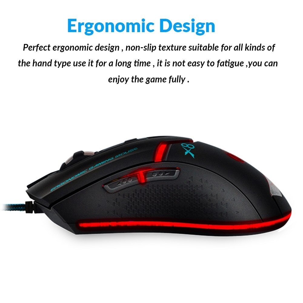 Adjustable Optical Gaming Mouse Ergonomic 3200 DPI Black - 5