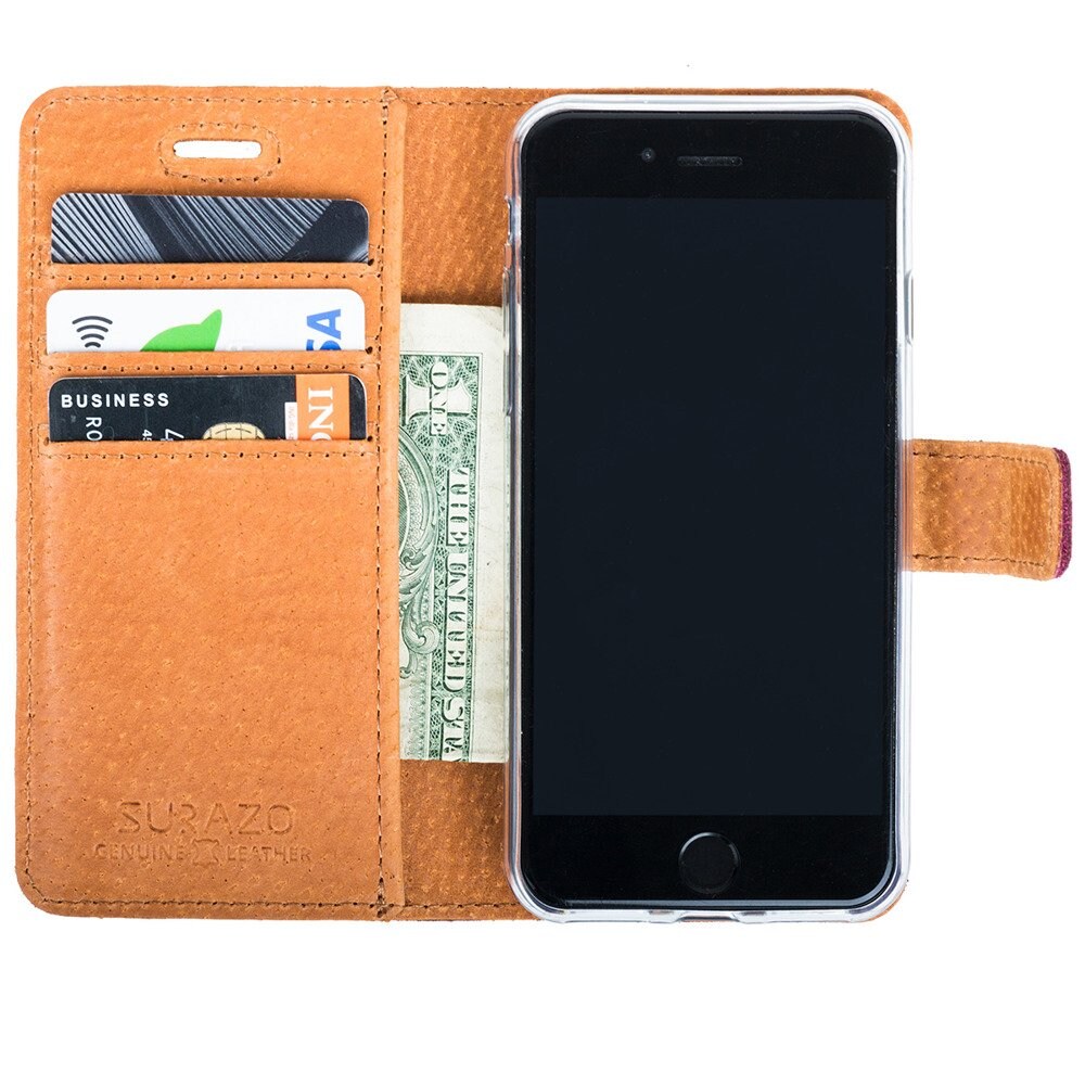 Apple iPhone 12- Surazo® Phone Case Genuine Leather- Nubuck Burgundy - 2