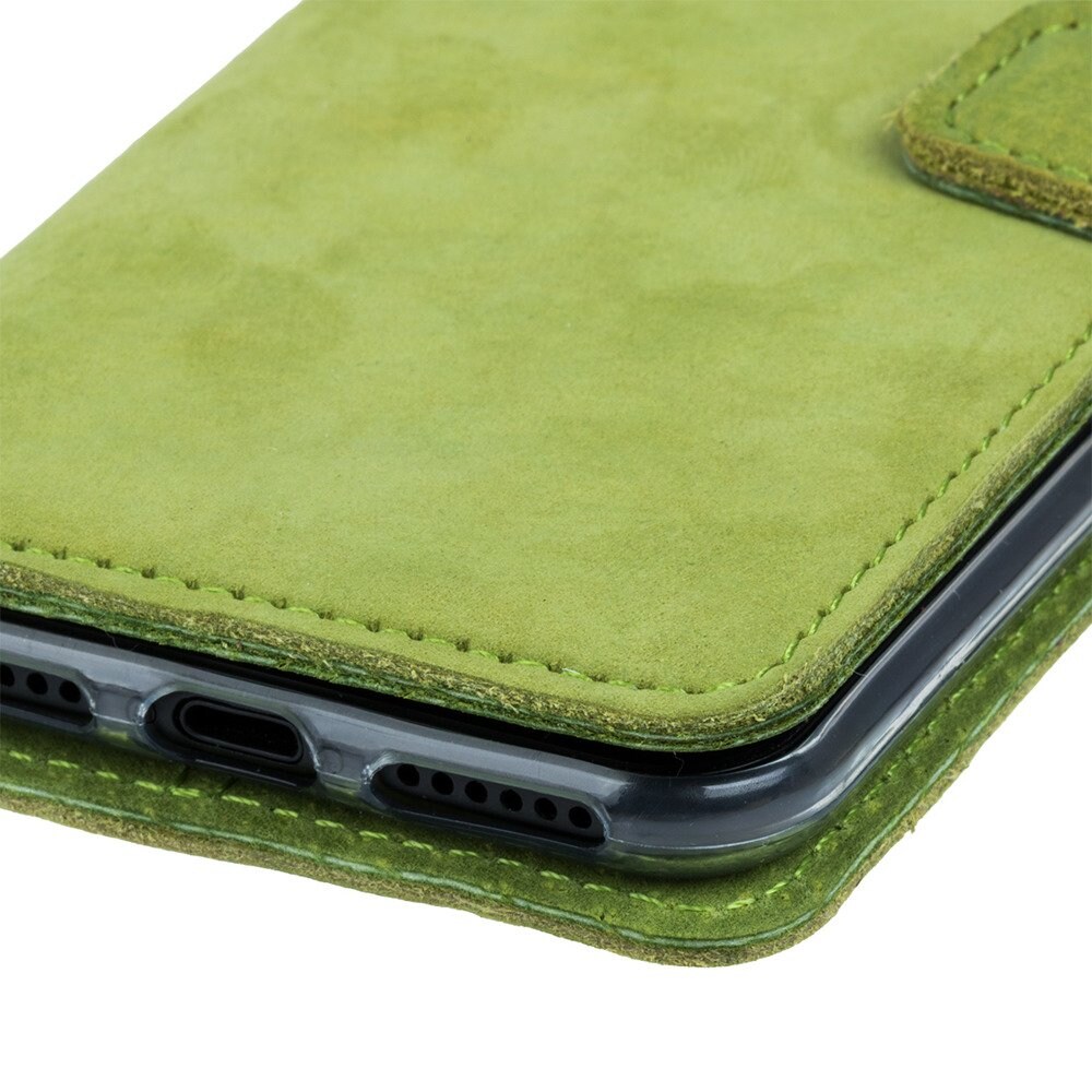 Apple iPhone SE (2020)- Surazo® Phone Case Genuine Leather- Nubuck Light Green - 5