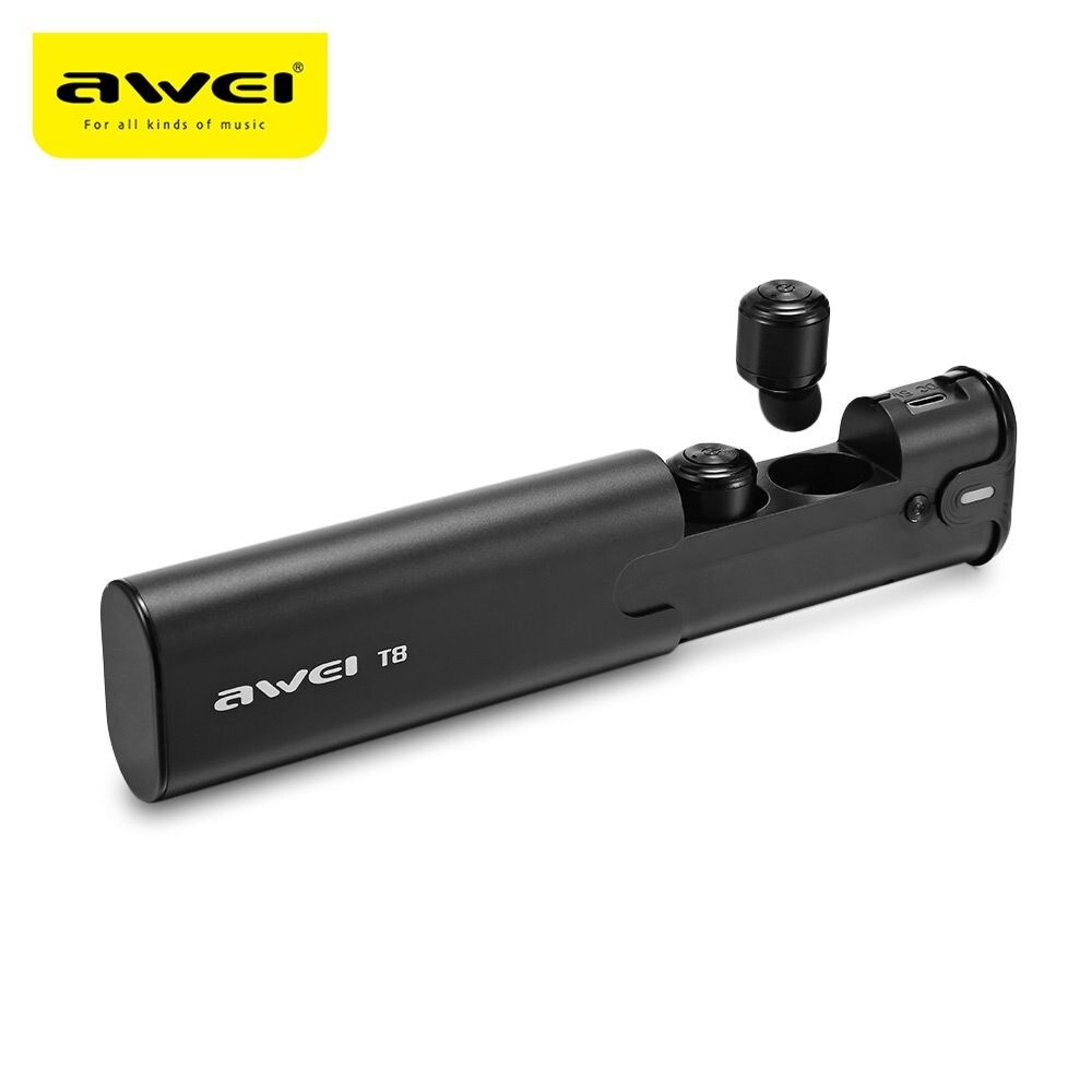 Awei T8 Mini TWS Twins True Wireless Bluetooth V4.2 Earbuds Headset with Charging Base - 1