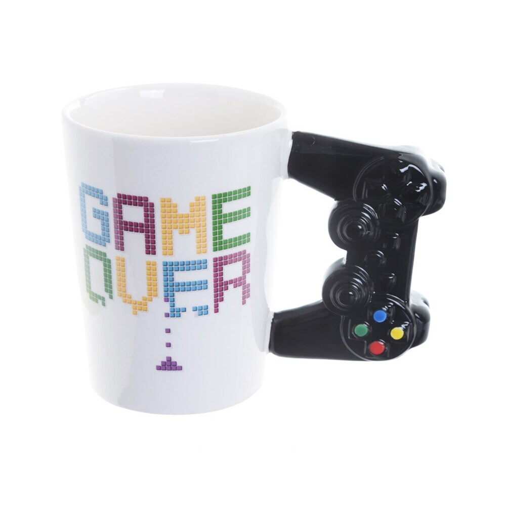 Ceramic 3D Handle Gaming Mug with Gaming Style Gamepad Birthday Gift White - 1
