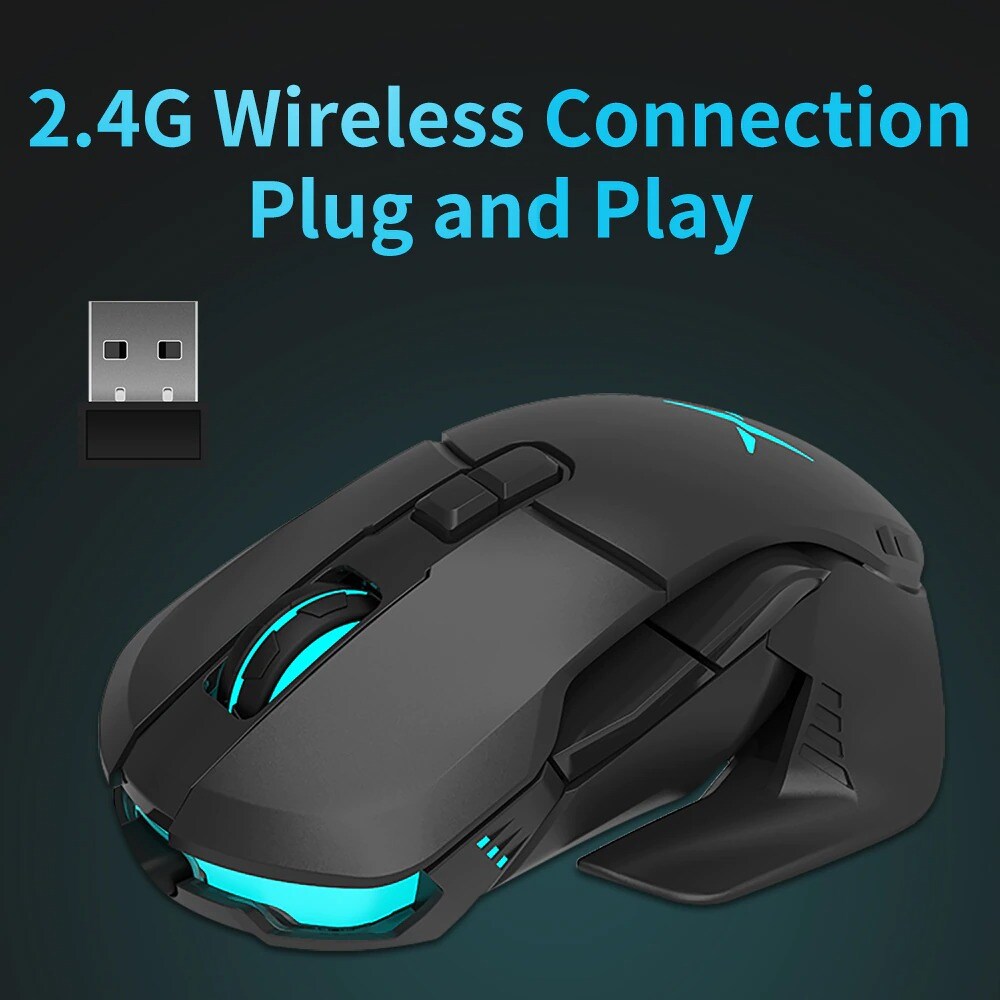 Buy Delux M629 RGB Wireless Optical Ergonomic Gaming Mouse Black