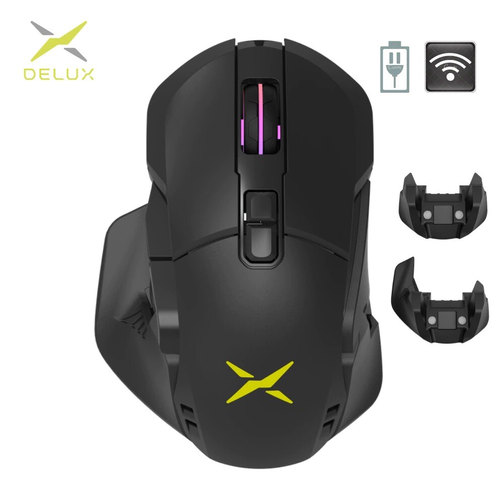 Buy Delux M629 RGB Wireless Optical Ergonomic Gaming Mouse Black
