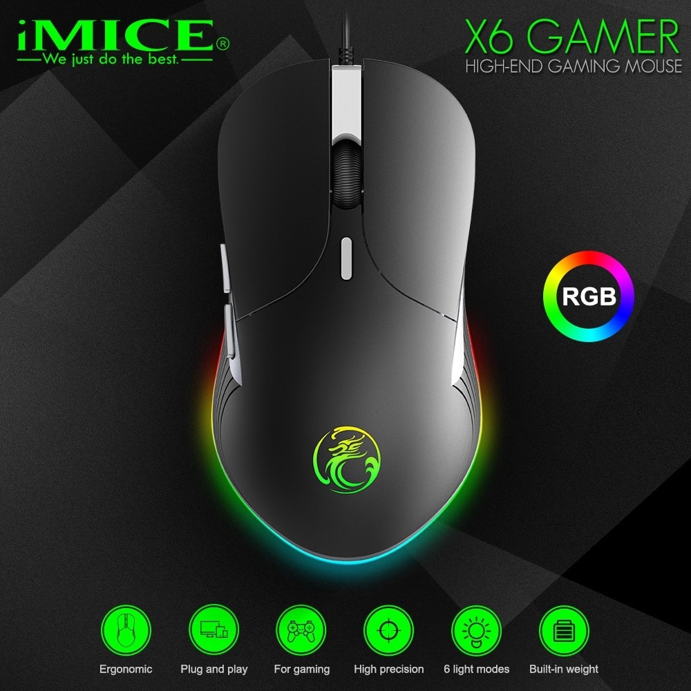 Gaming Mouse X6 High configuration 6400 DPI Optical Black - 2