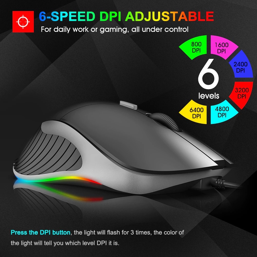 Gaming Mouse X6 High configuration 6400 DPI Optical Black - 4