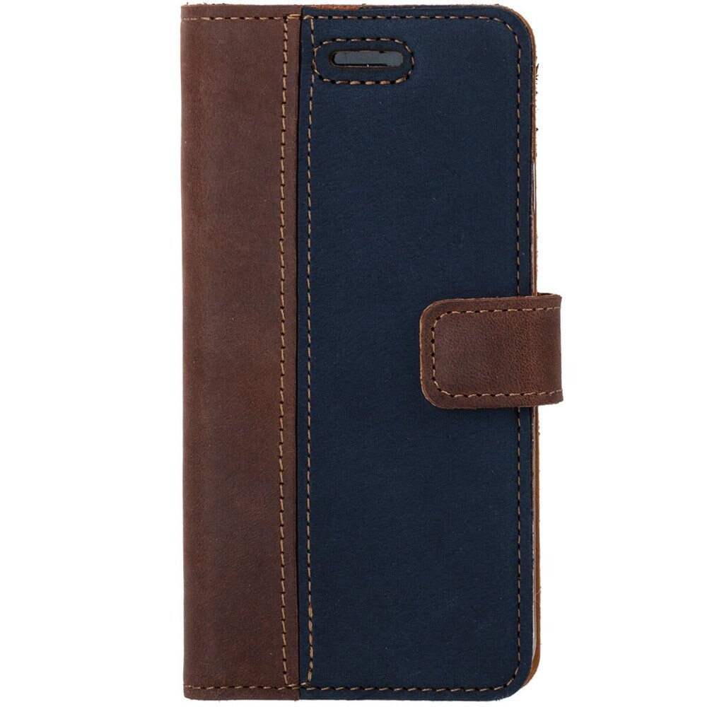 Google Pixel 4A- Surazo® Phone Case Genuine Leather- Nubuck Nut and Navy - 1