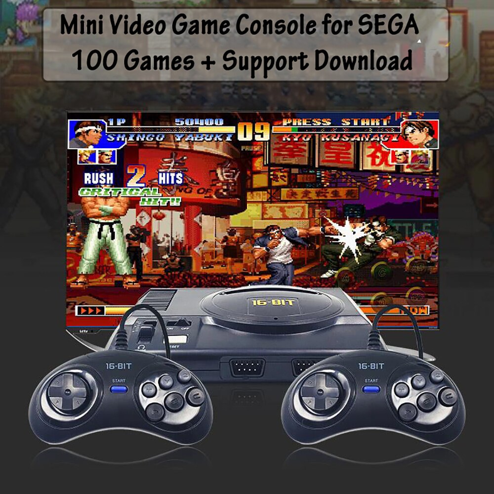 HDMI 16 Bit Mini Game Console for Sega MegaDrive Handheld Double Gamepads Controller Built-in 100 Games - 2