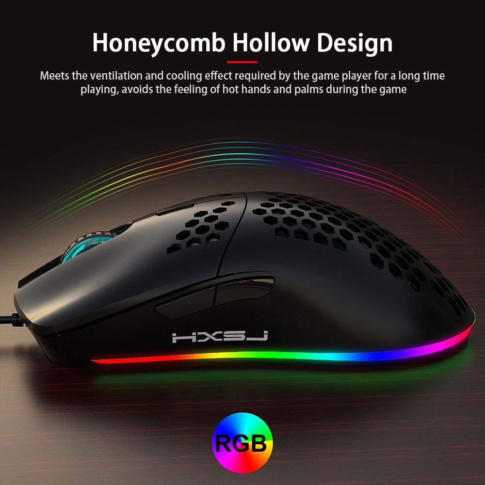 Buy HXSJ J900 USB Wired Gaming Mouse RGB Gamer With 6 Adjustable DPI
