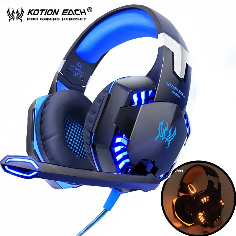 Kotion Each G2000 LED Headset with Microphone for PS4 Xbox Nintento Switch PC Laptop Black - 1