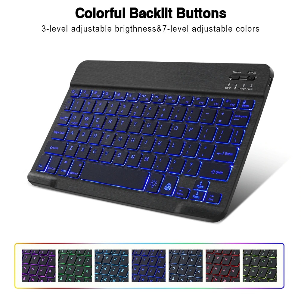 Mini Wireless Keyboard And Mouse RGB Bluetooth Keyboard Mouse Set Backlight Russian Keyboard For Computerx Phone Tablet  Black - 3