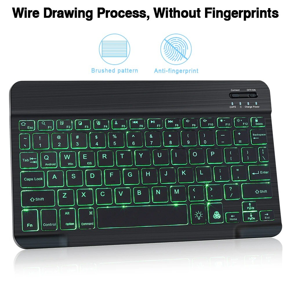 Mini Wireless Keyboard And Mouse RGB Bluetooth Keyboard Mouse Set Backlight Russian Keyboard For Computerx Phone Tablet  Black - 6