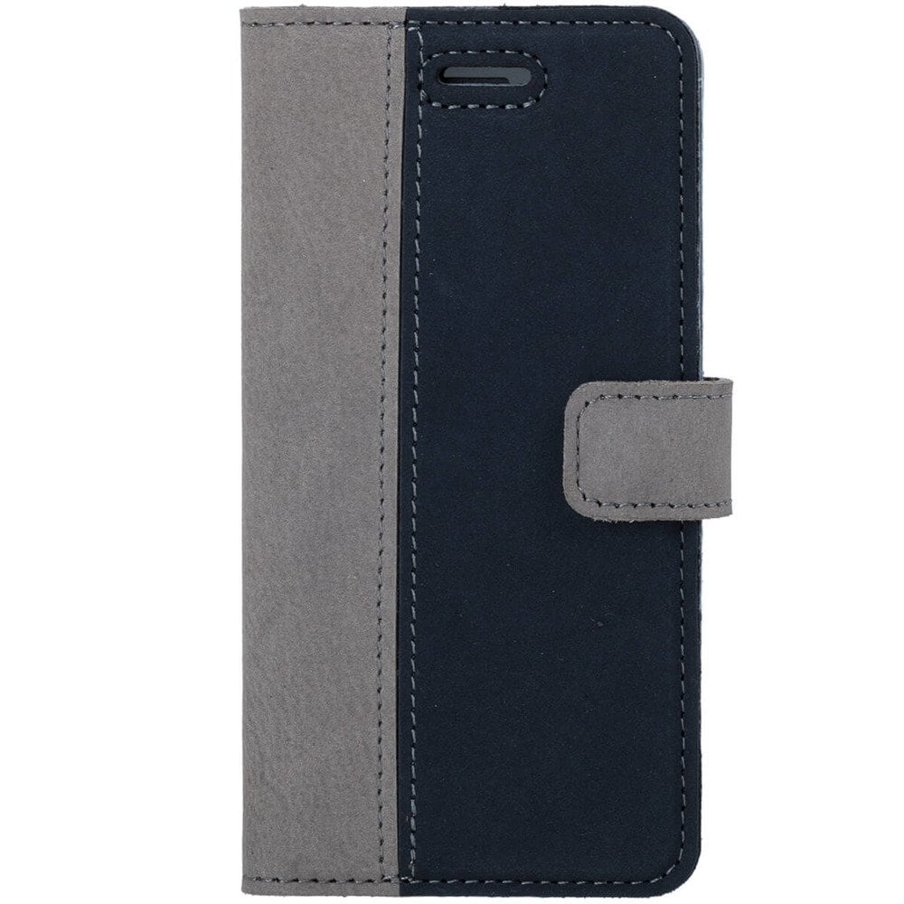 OnePlus 5- Surazo® Phone Case Genuine Leather- Nubuck Gray and Navy Blue - 1