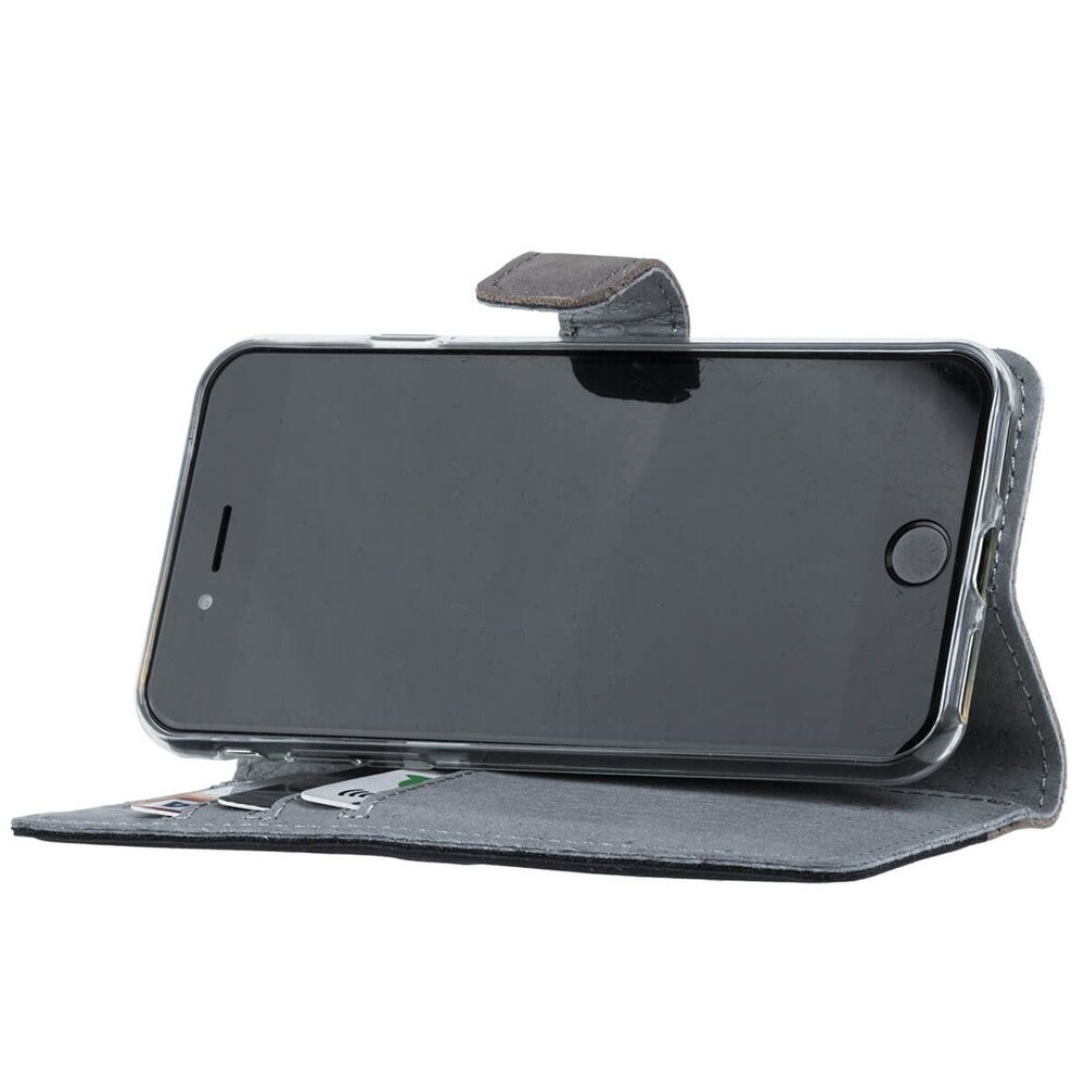 OnePlus 5- Surazo® Phone Case Genuine Leather- Nubuck Gray and Navy Blue - 4