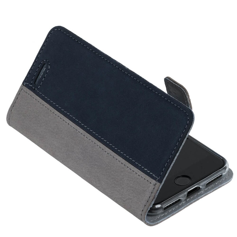 OnePlus 5- Surazo® Phone Case Genuine Leather- Nubuck Gray and Navy Blue - 6