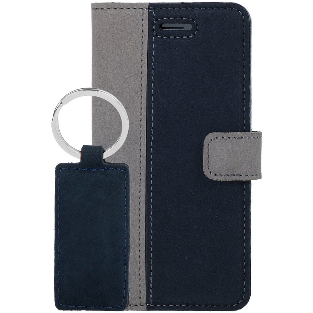 OnePlus 5- Surazo® Phone Case Genuine Leather- Nubuck Gray and Navy Blue - 8