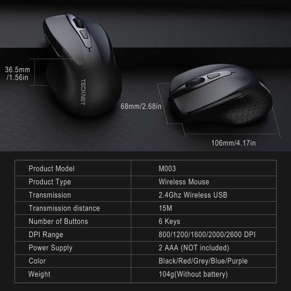 Original TeckNet Pro 2.4G Wireless Mouse 6 Buttons 2600 DPI  Blue - 11