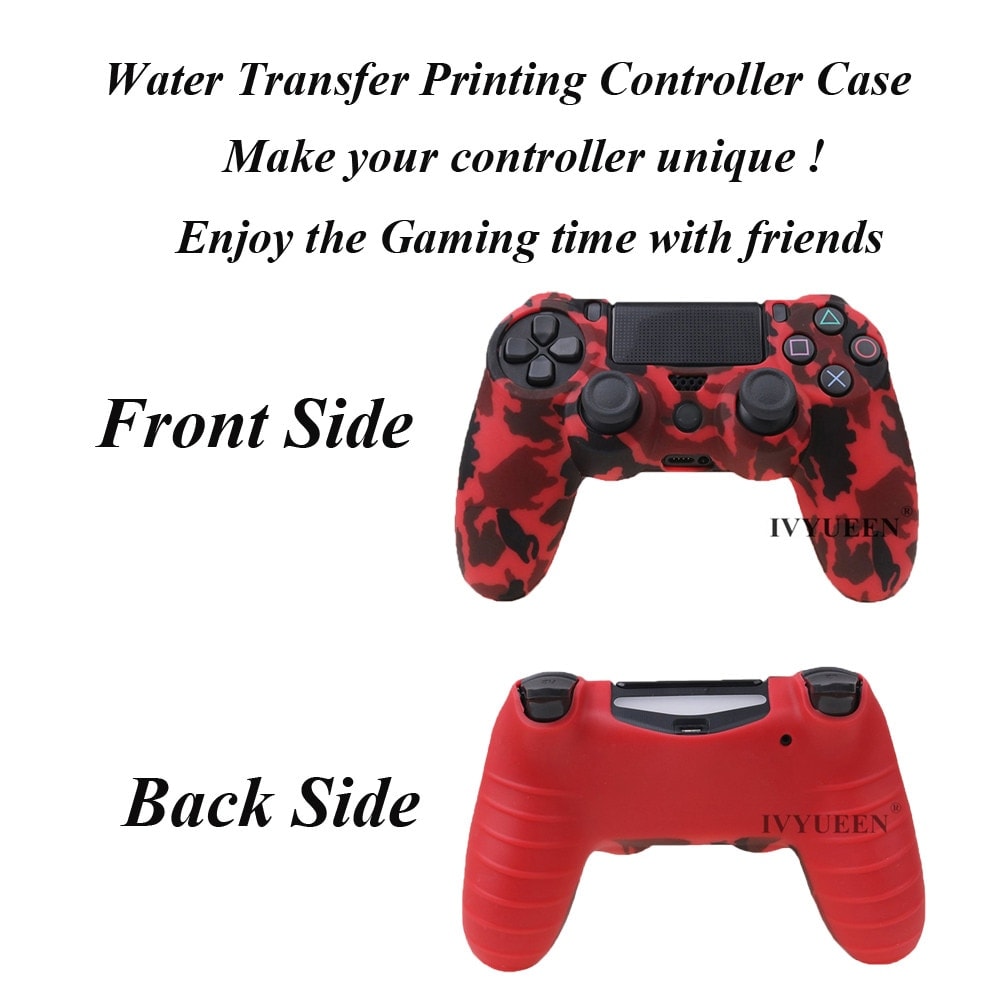 PS4 Controller Silicone Cover plus Thumb Grip Caps - Blue Camo - 3