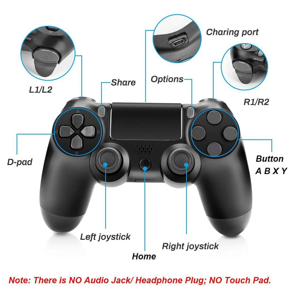 PS4 Wireless PS4 Controller for PlayStation Pro Slim and Standard - Blue Clear - 4