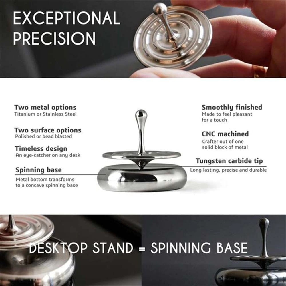 Spinning Top Rotating Magnetic Decoration Desktop Droplets Spiner Toys Gifts Hot Sale Movie Totem Print Spinning Top Sp Gray - 2