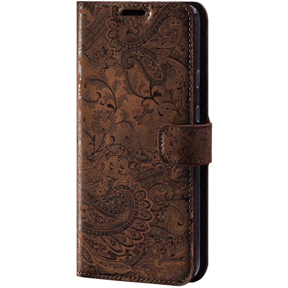 Surazo® Back Case Genuine Leather for phone Google Pixel 4A - Wallet Case - Ornament Brown - 3