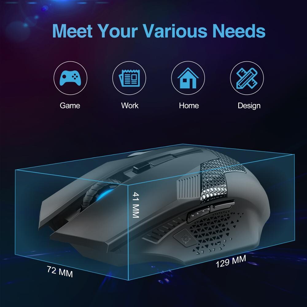 TeckNet Programmable Gaming Wireless Mouse 2.4GHz 8 Buttons - 5