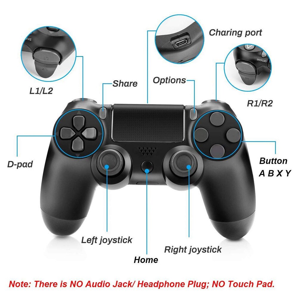 Wireless PS4 Controller for PlayStation Pro Slim and Standard - Blue Navy - 4