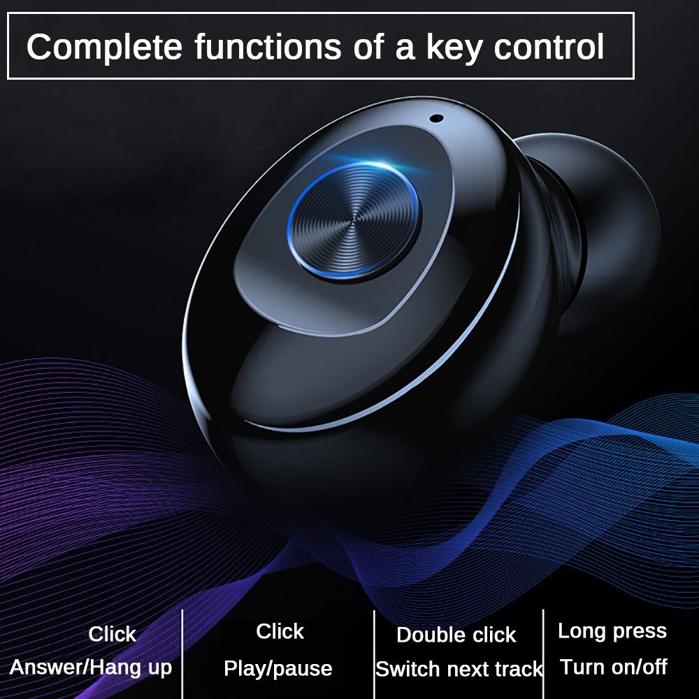 XG12 TWS Bluetooth 5.0 Earphone Stereo Wireless Earbus HIFI Sound Sport (Black) - 2