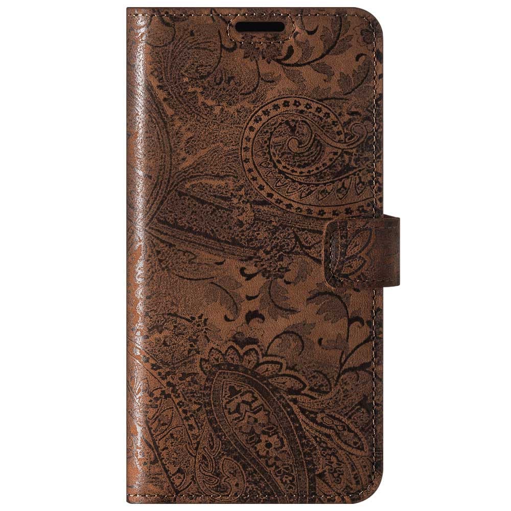 Surazo® Back Case Genuine Leather for phone Google Pixel 4A - Wallet Case - Ornament Brown - 1