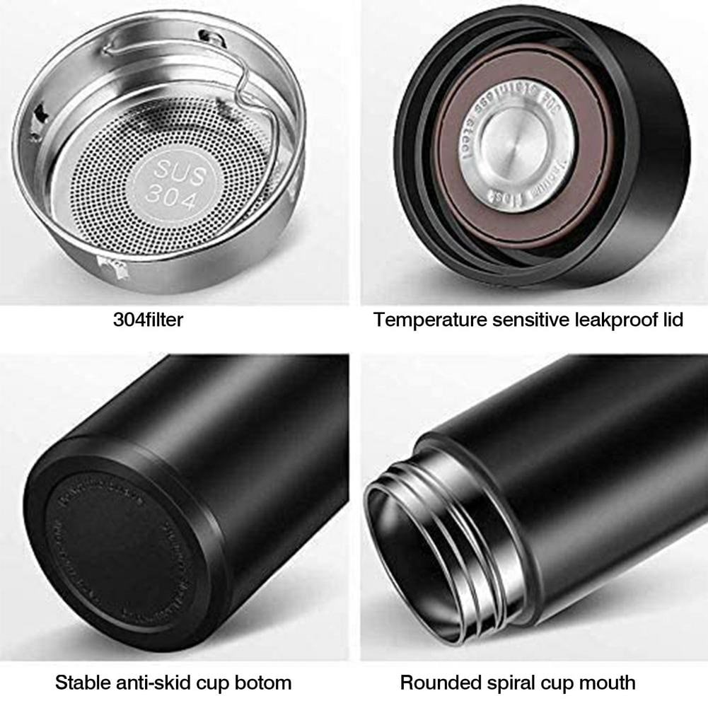 500ml Intelligent Stainless Steel Thermos Bottle Cup Temperature Display Vacuum Flasks Travel Car Soup Coffee Mug Water  Black - 4