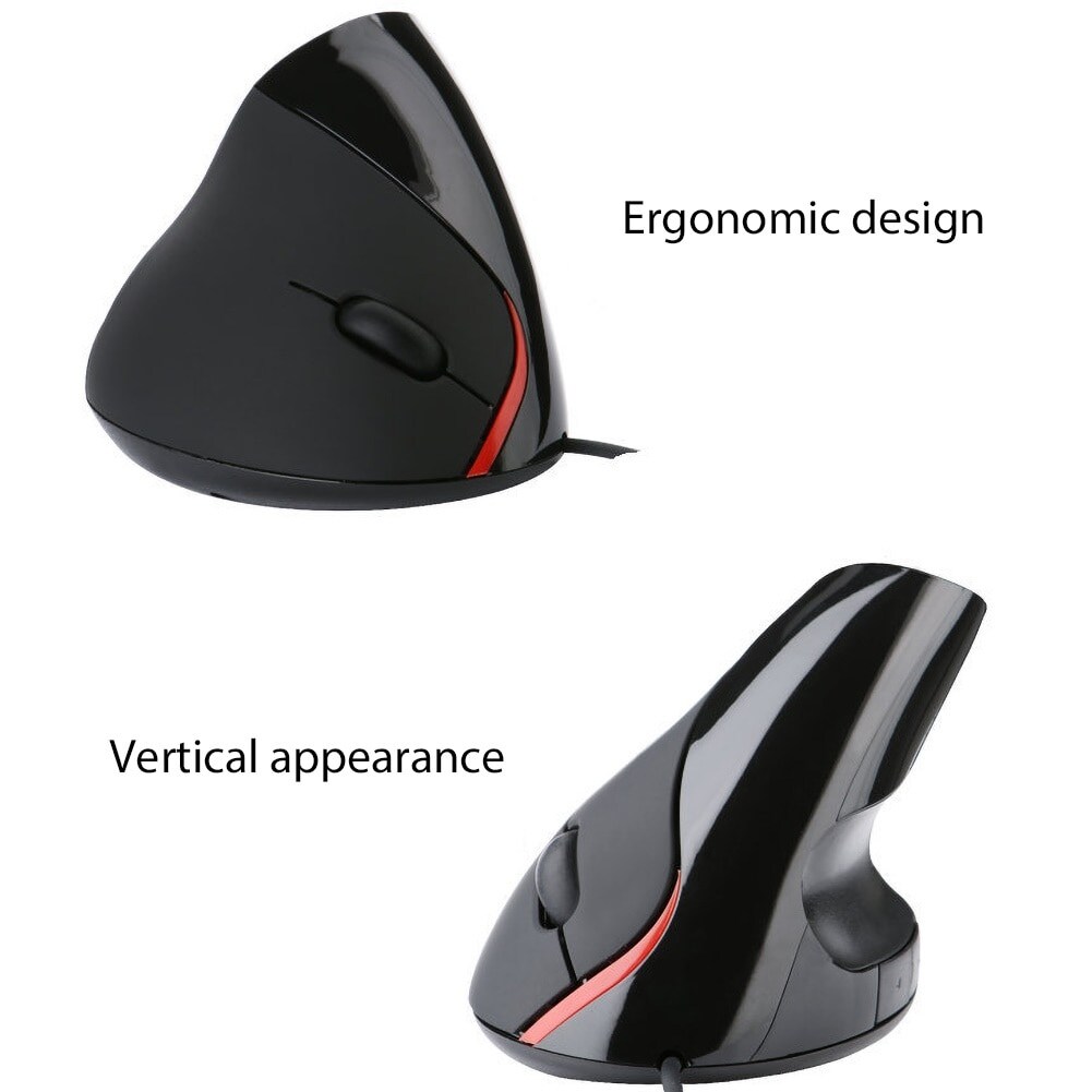 Ergonomic Rechargeable 2.4G Wireless/Wired 6 Keys Optical Vertical Mouse Mice Black - 5