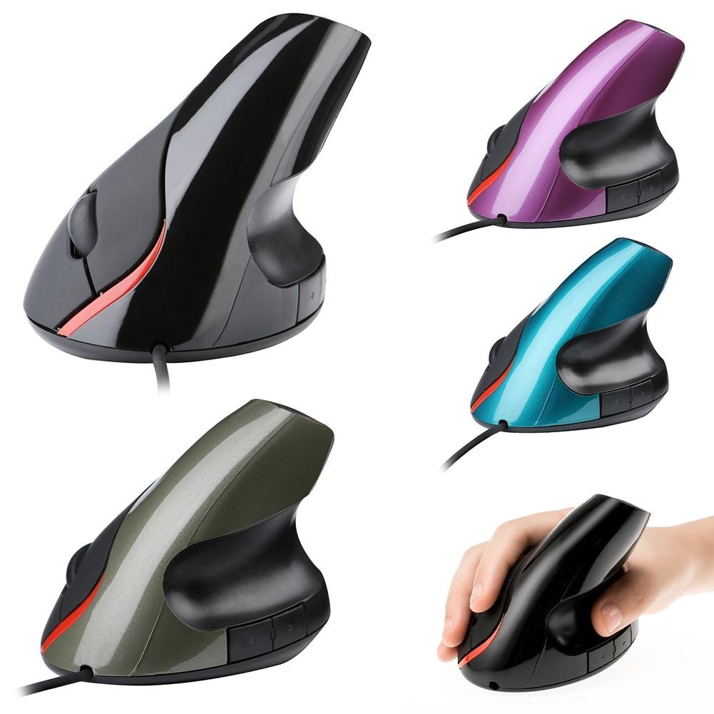Ergonomic Rechargeable 2.4G Wireless/Wired 6 Keys Optical Vertical Mouse Mice Purple - 1