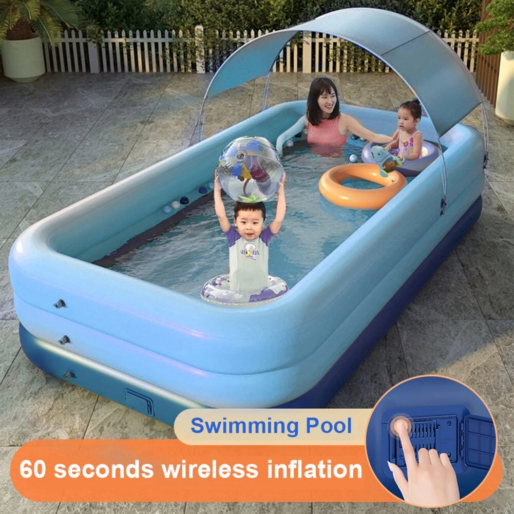 Layer Automatic Inflatable Swimming Pool Large pools for family Removablex Children's Pool Ocean Ball PVC Thick Bath Kid Pink - 4