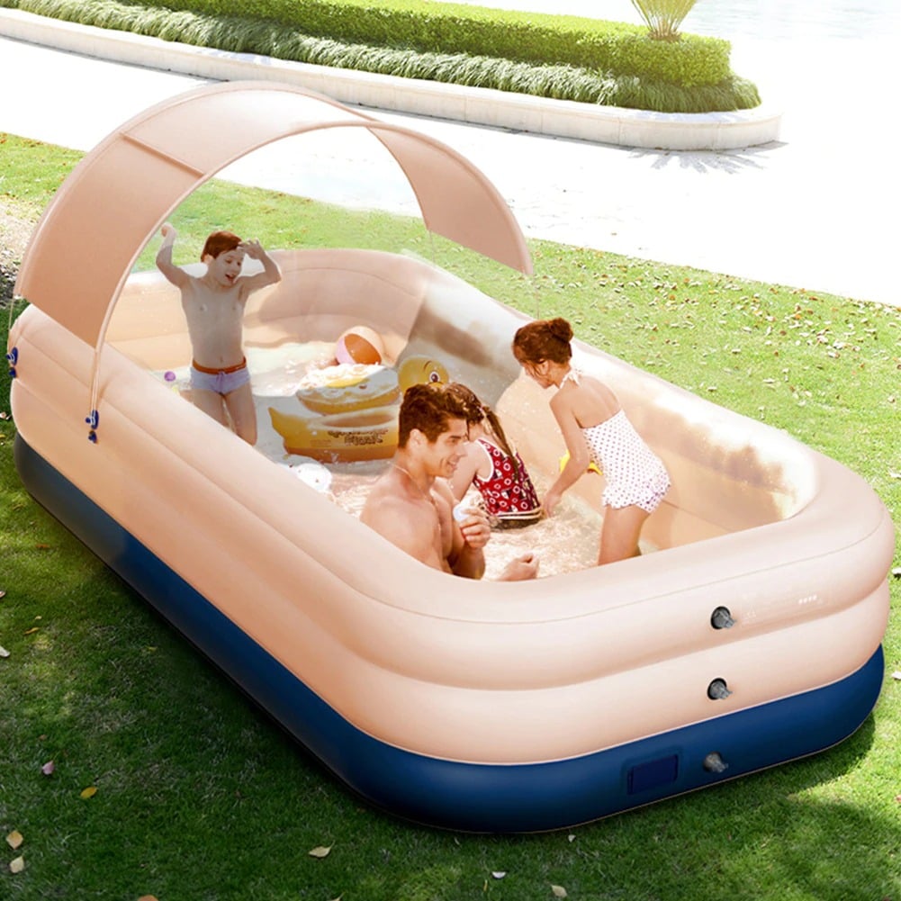 Layer Automatic Inflatable Swimming Pool Large pools for family Removablex Children's Pool Ocean Ball PVC Thick Bath Kid Pink - 2