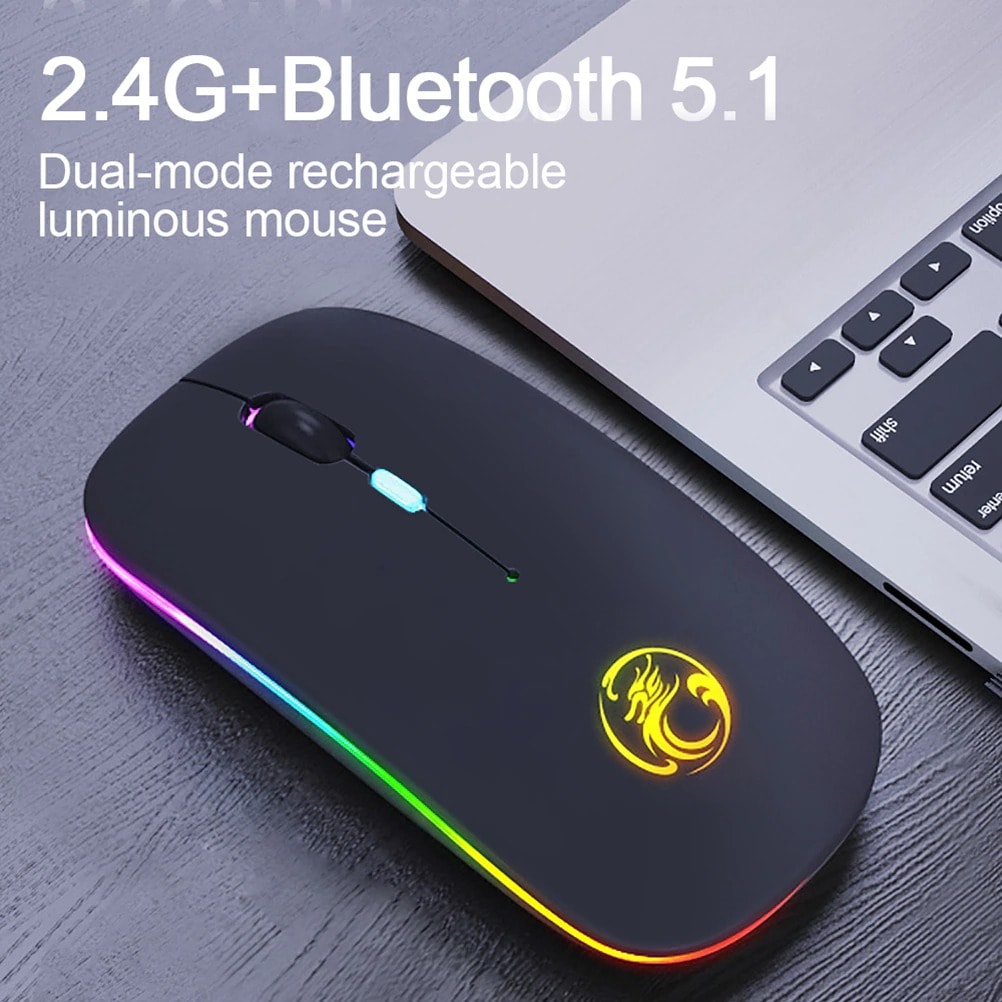 Mini Wireless Keyboard And Mouse RGB Bluetooth Keyboard Mouse Set Backlight Russian Keyboard For Computerx Phone Tablet  Black - 1