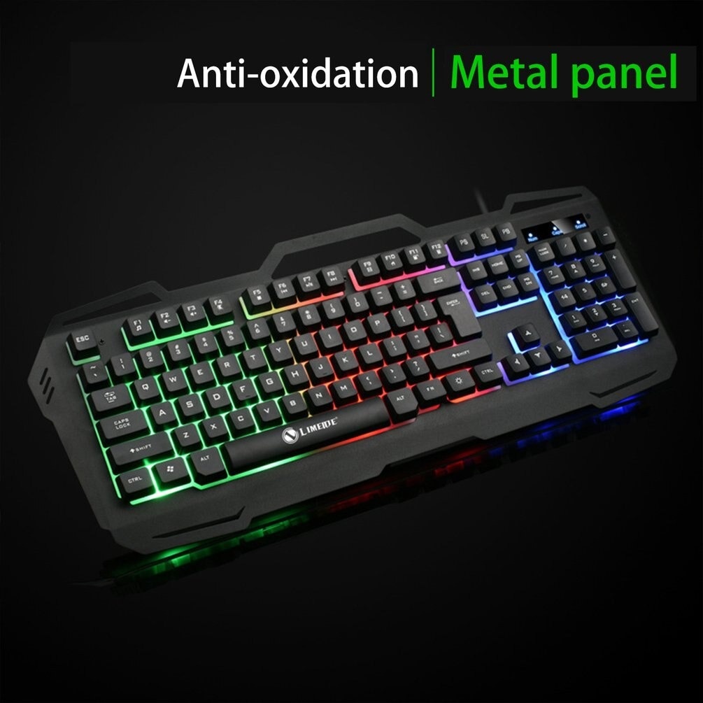 Keyboardx and Mouse Set USB Wired Luminous Mechanical Keyboard and Mouse Set Gamer Keyboard Set for PC Computer Black - 2