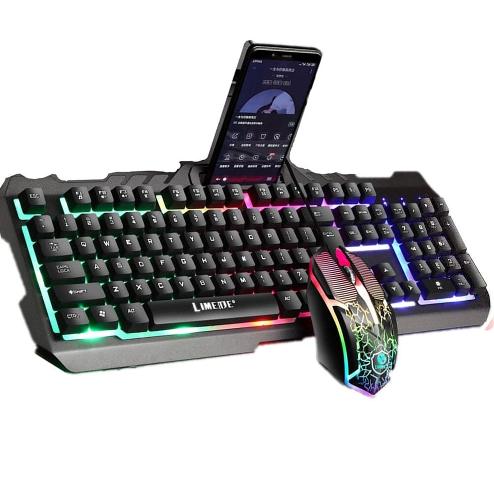Keyboardx and Mouse Set USB Wired Luminous Mechanical Keyboard and Mouse Set Gamer Keyboard Set for PC Computer Black - 4