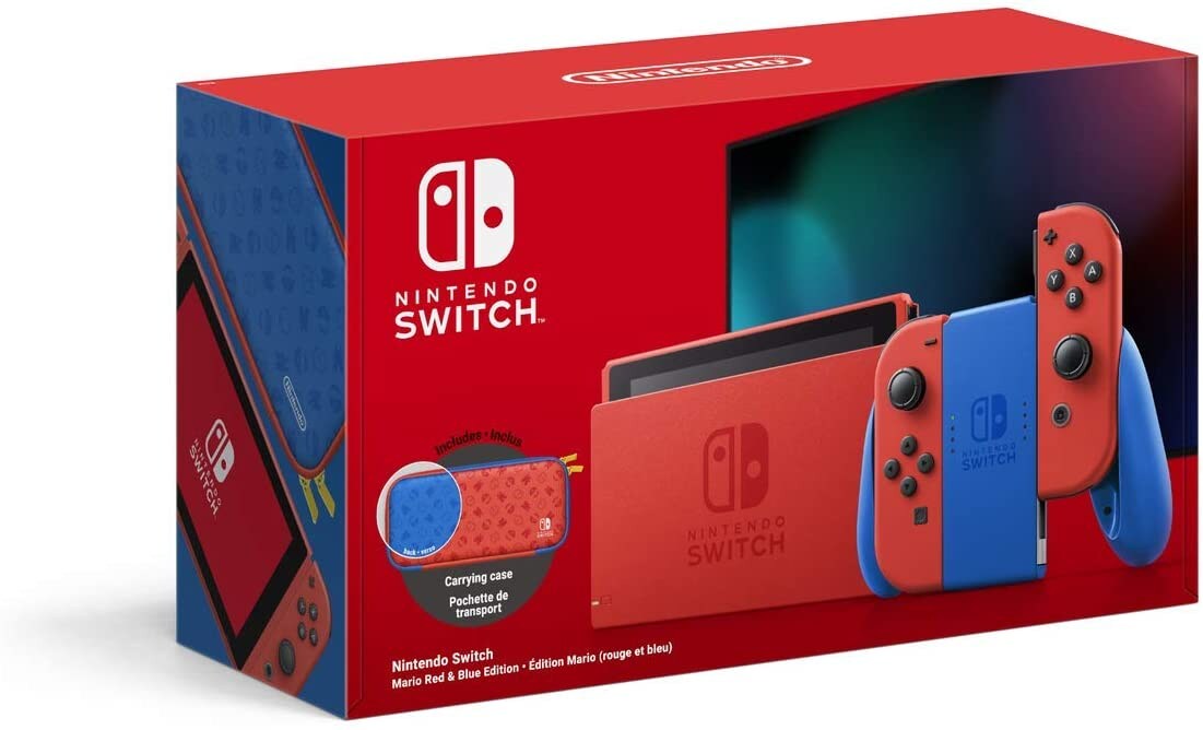 NINTENDO SWITCH CONSOLE BLUE & RED MARIO 3D WORLDS & BOWSERS FURY