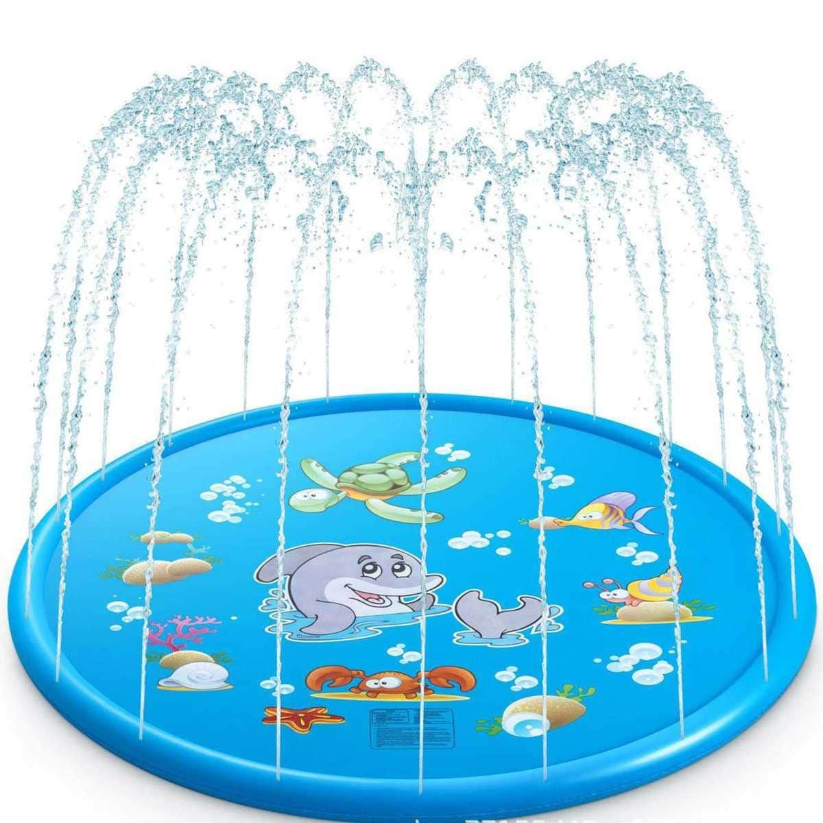 100/170cmx Children Outdoor Funny Toys Kids Inflatable Round Water Splash Play Pools Playing Sprinkler Mat Yard Water Sp Blue - 2