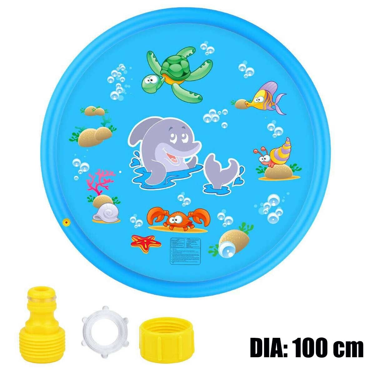 100/170cmx Children Outdoor Funny Toys Kids Inflatable Round Water Splash Play Pools Playing Sprinkler Mat Yard Water Sp Blue - 5