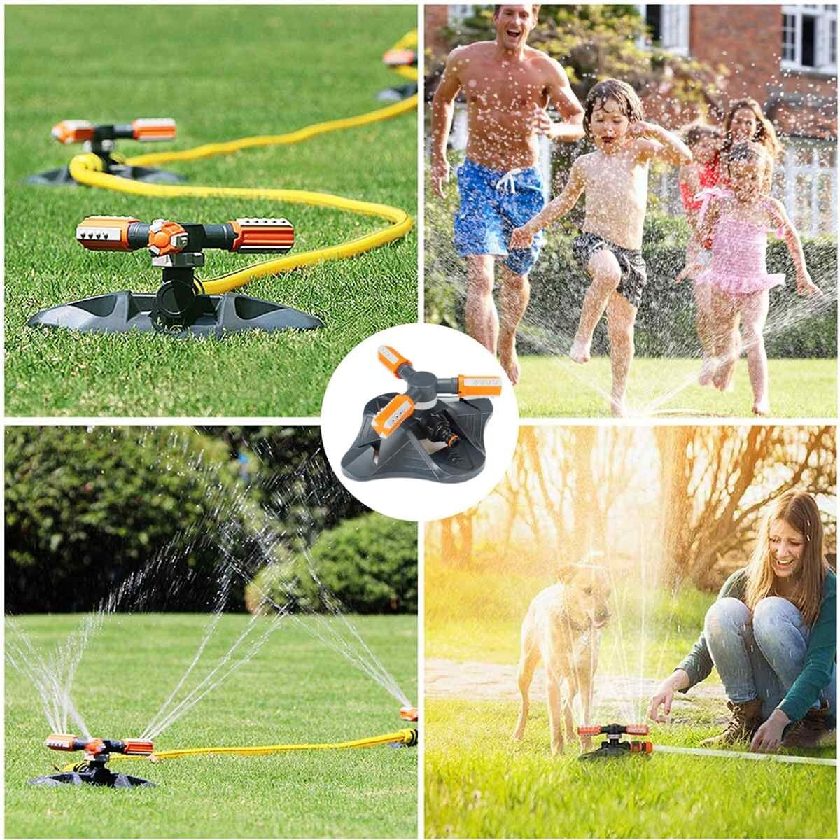 3 Armsx 360° Automatic Garden Sprinklers Watering Grass Lawn Rotary Nozzle Rotating Water Sprinkler System Garden Suppli Green - 2