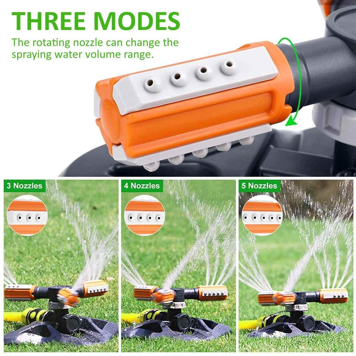 3 Armsx 360° Automatic Garden Sprinklers Watering Grass Lawn Rotary Nozzle Rotating Water Sprinkler System Garden Suppli Green - 5