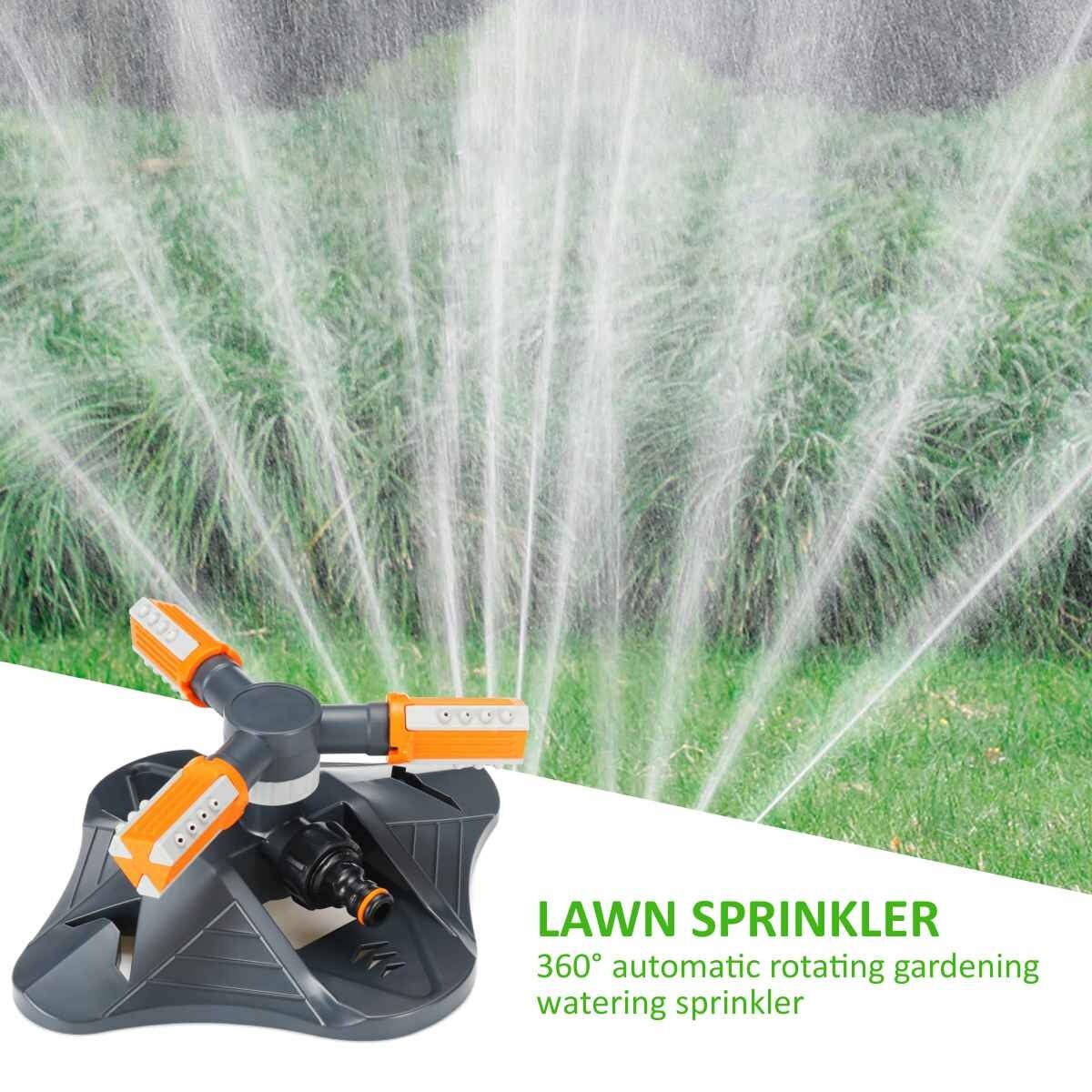 3 Armsx 360° Automatic Garden Sprinklers Watering Grass Lawn Rotary Nozzle Rotating Water Sprinkler System Garden Suppli Green - 1