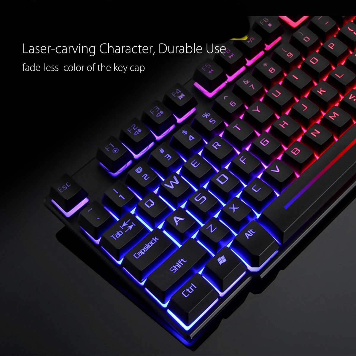 Buy 3in1 T6 Rainbow Backlit Keyboard Mouse PAD Set For PC PS4 PS3 Xbox