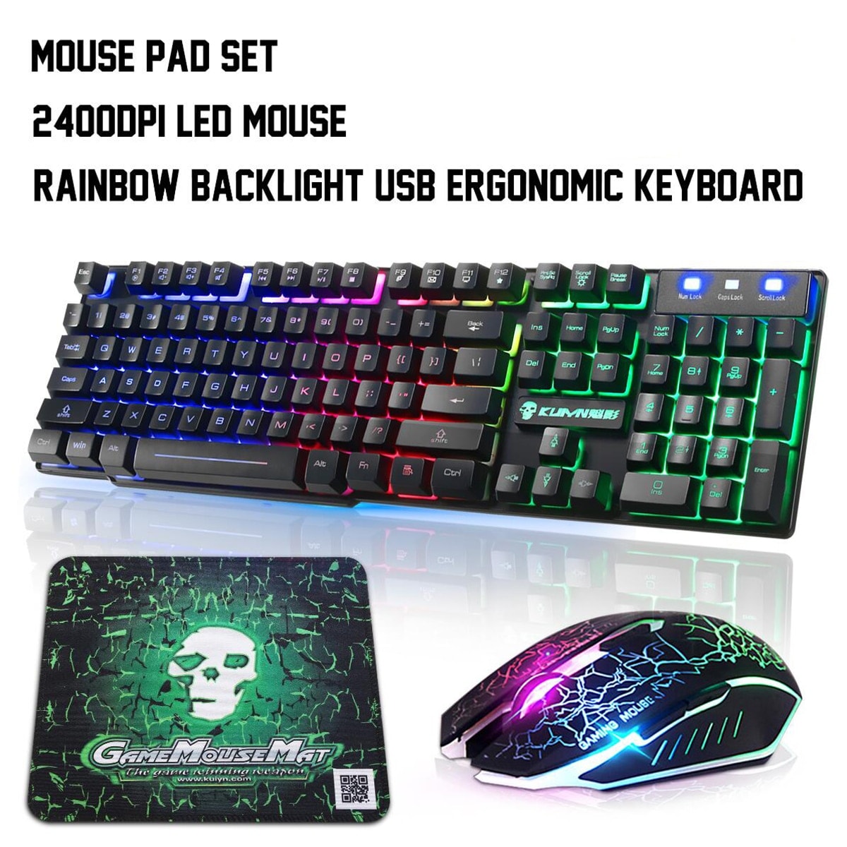 Buy 3in1 T6 Rainbow Backlit Keyboard Mouse Pad Set For Pc Ps4 Ps3 Xbox One Black Cheap G2a Com