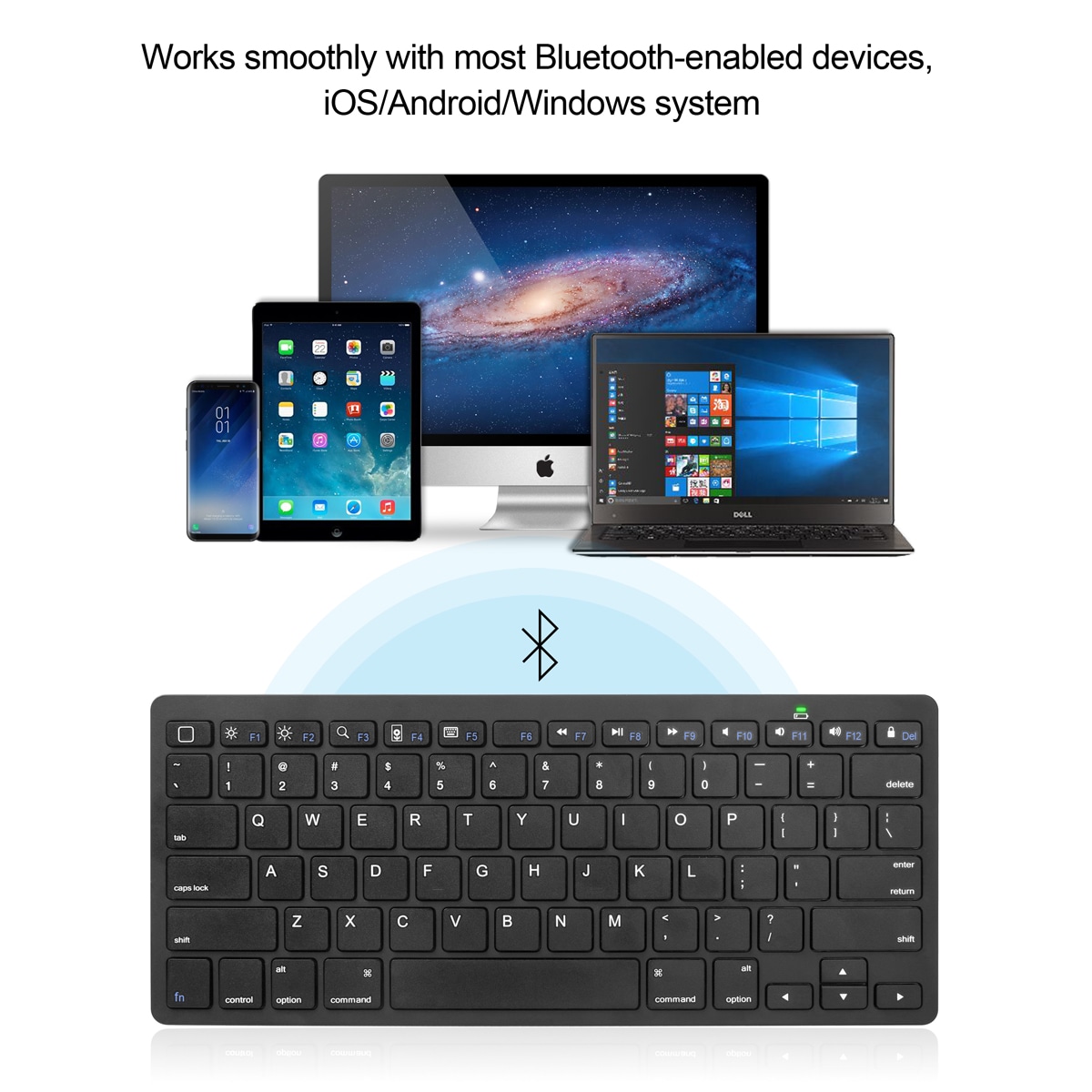 CHOETECH Bluetooh Keyboard Ultra Slim Mini Wireless Keyboard for iPad,iPhone,Samsung Cellphones Tablets  Black - 7