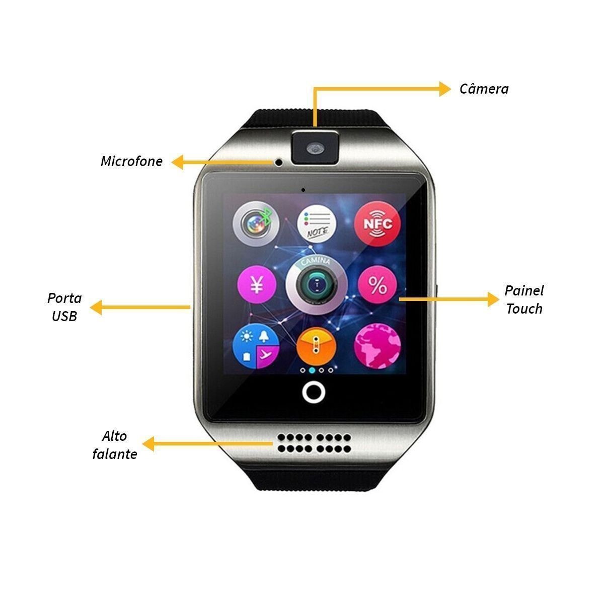 Q18 Smartwatch Phone with Camera TF/SIM Card Slot For Android Samsung and IOS iPhone - 5