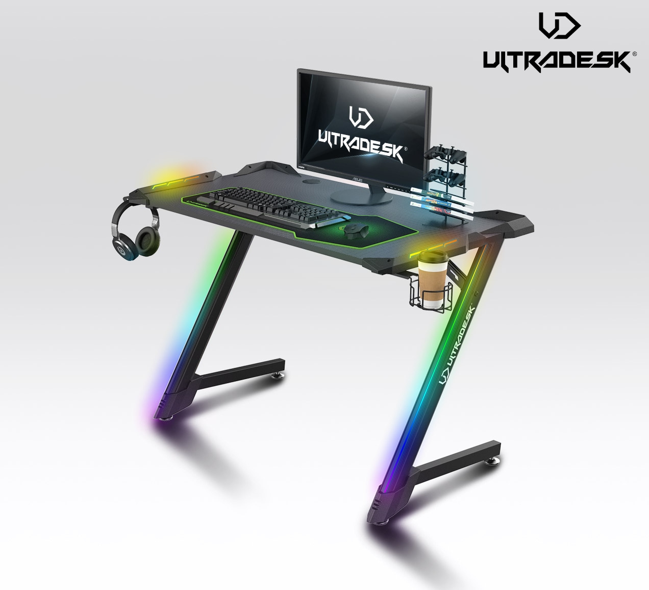 ULTRADESK SPACE V2 - gaming desk 113 x 64 cm LED Gaming - 1