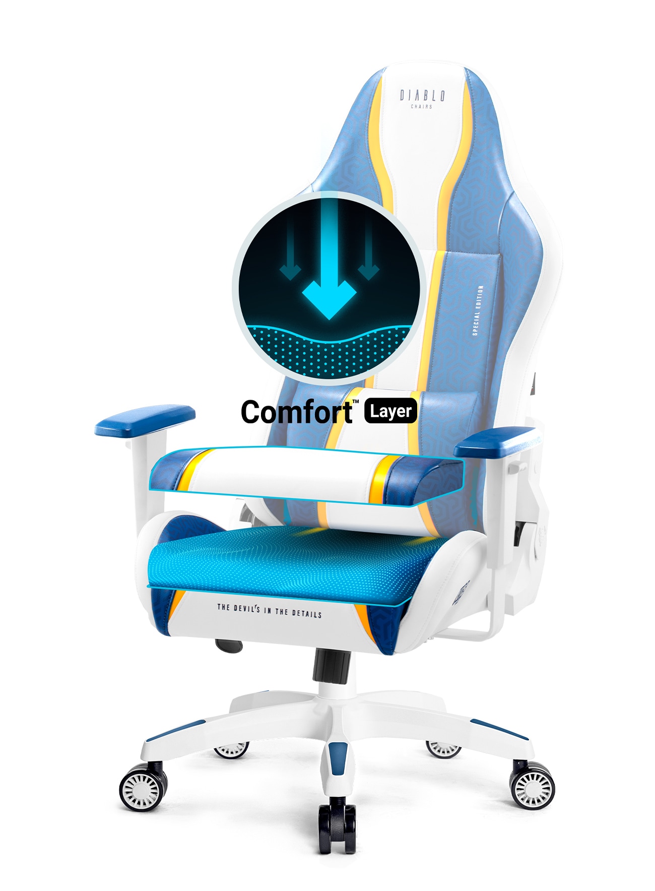 Buy Fotel DIABLO CHAIRS XONE 2.0 Normal Size Aqua Blue Gaming Chair